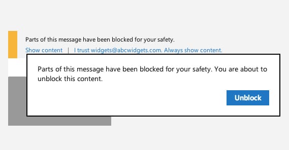 Content Blocked Email