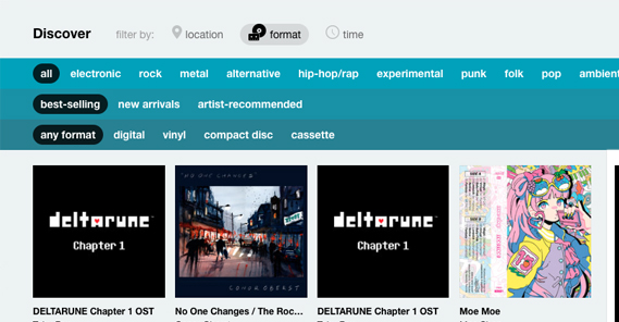 Discover Section on Bandcamp