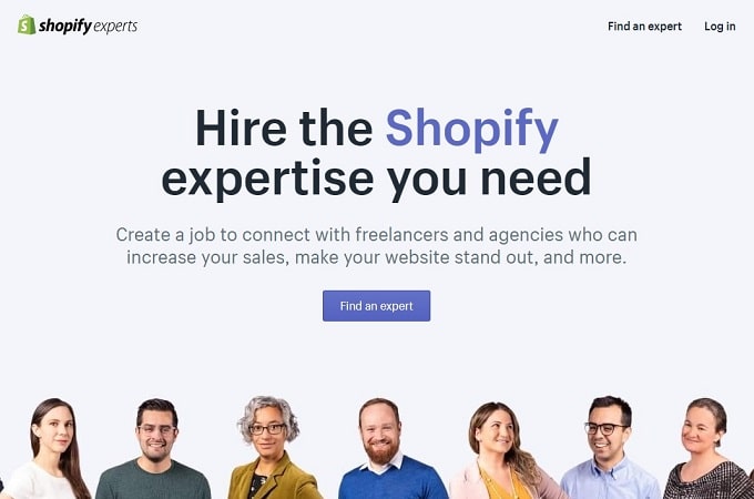 Shopify Experts webpage
