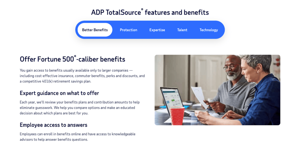 ADP TotalSource home page