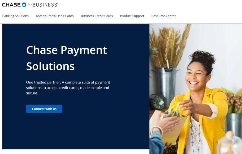 Chase Merchant Services payment solution page.