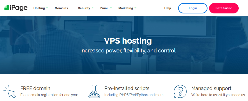 iPage VPS hosting page.