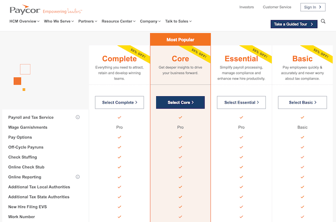 Paycor small business pricing plans