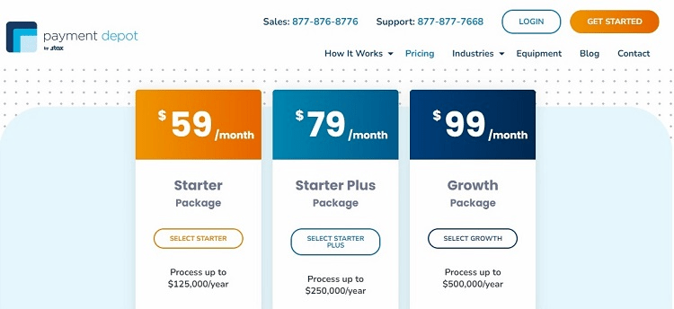 Payment Depot pricing plans