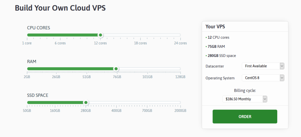 Scala hosting build your own cloud VPS page.