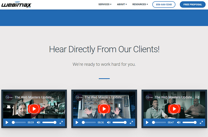 Screenshot of WebiMax reviews webpage
