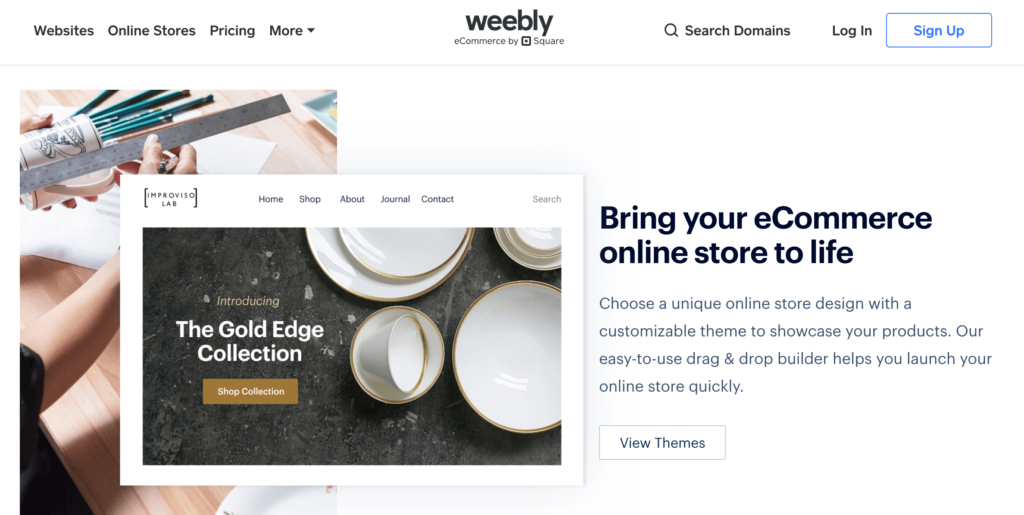 weebly ecommerce home page.