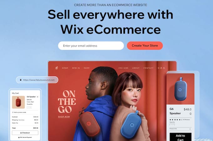 Wix eCommerce website page image.