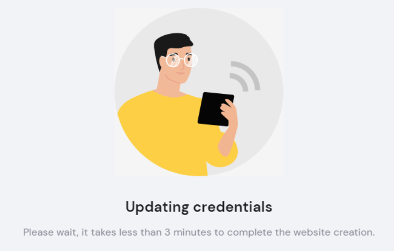 Hostinger updating credentials screen.
