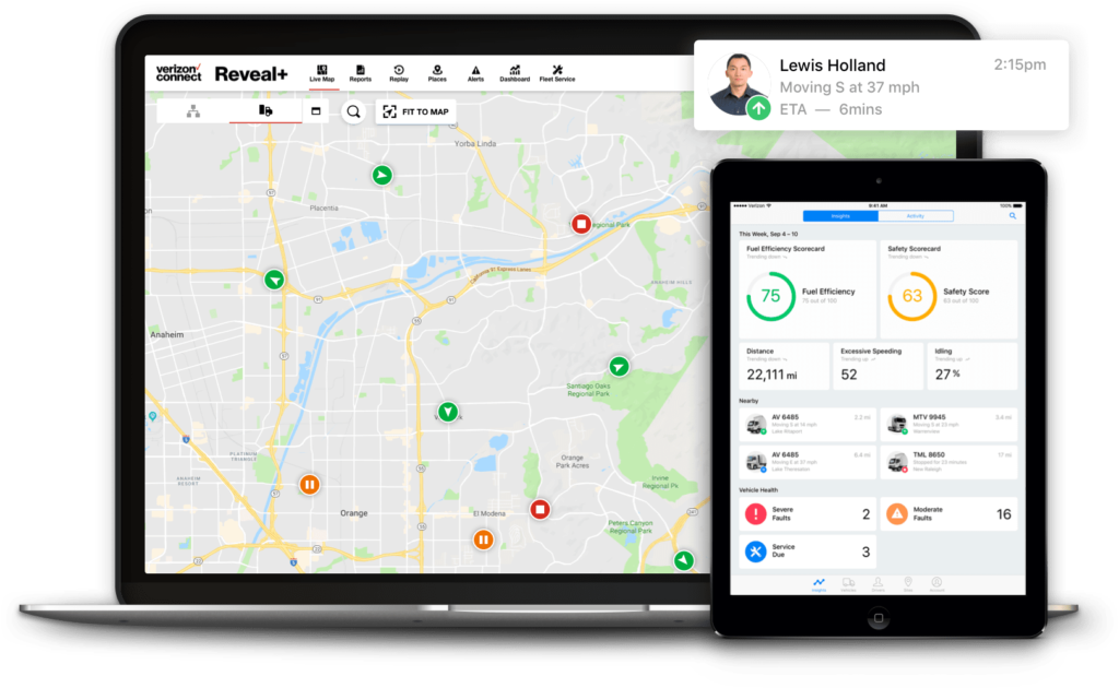 Verizon Connect track technicians in the field real time example.