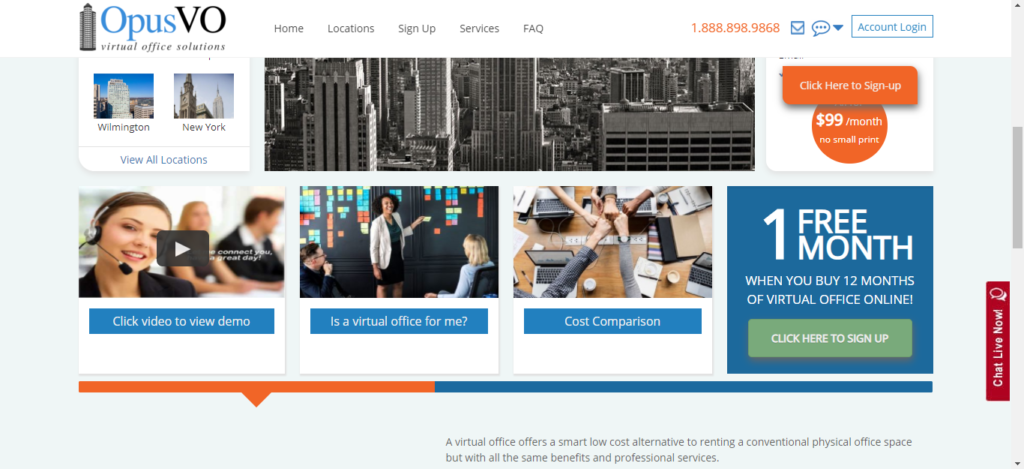 Opus Virtual Office homepage.