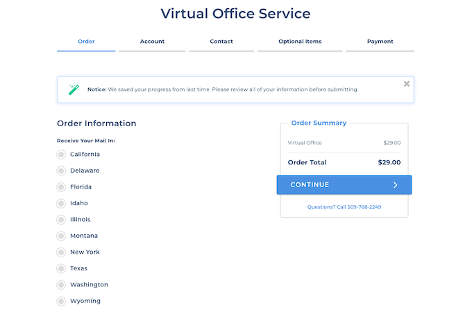 Screenshot of Northwest Registered Agent's Virtual Office Service webpage