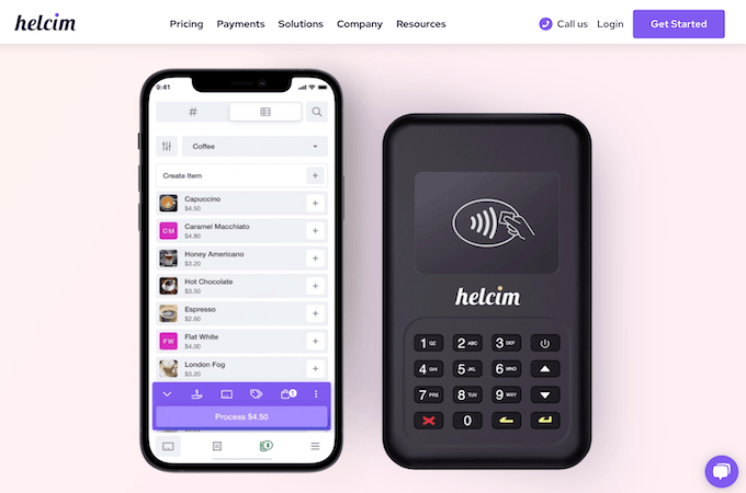 Image of Helcim POS being used on a mobile device