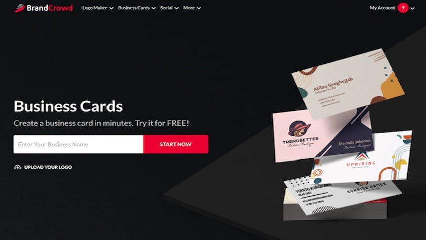 Business card landing page from BrandCrowd.