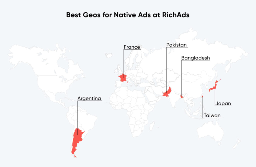 Top geos for native ads in May 2024 at RichAds advertising network