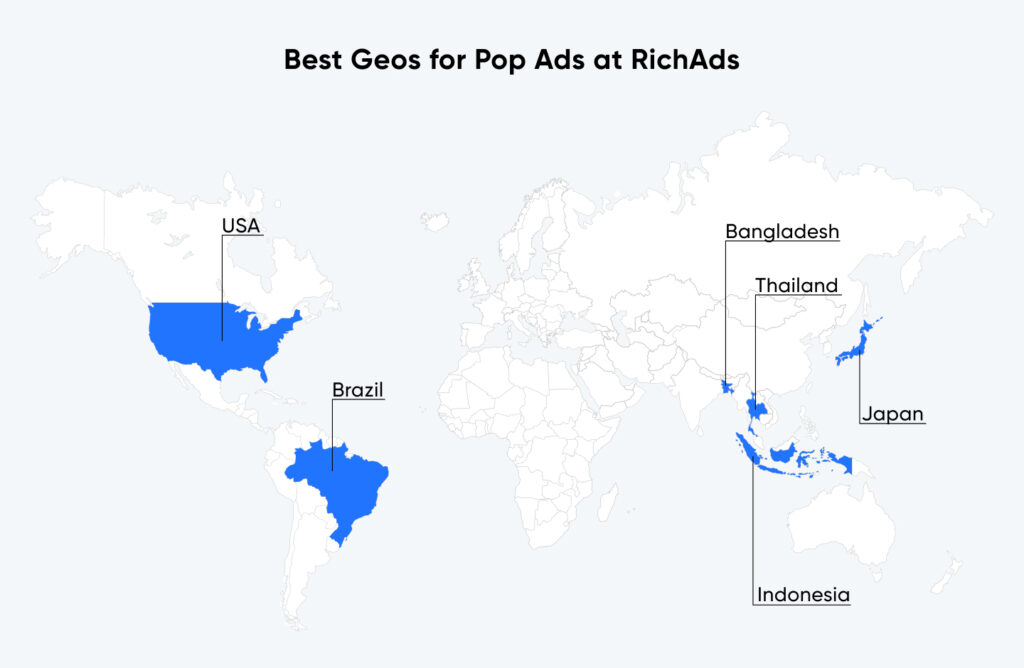 Top geos for pop ads in May 2024 at RichAds advertising network