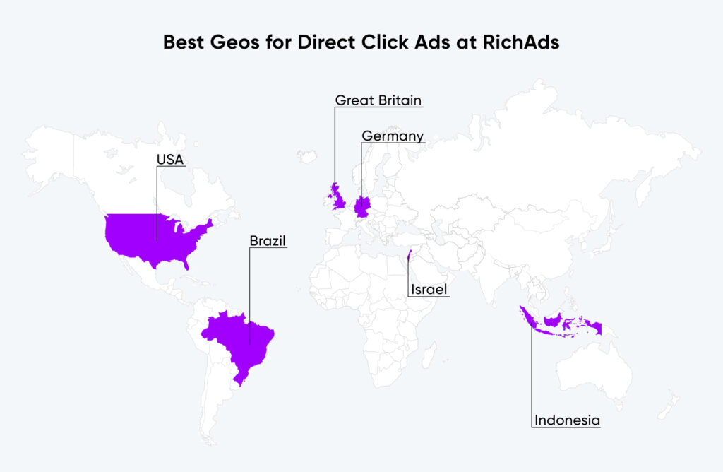 Top geos for direct click ads in May 2024 at RichAds advertising network