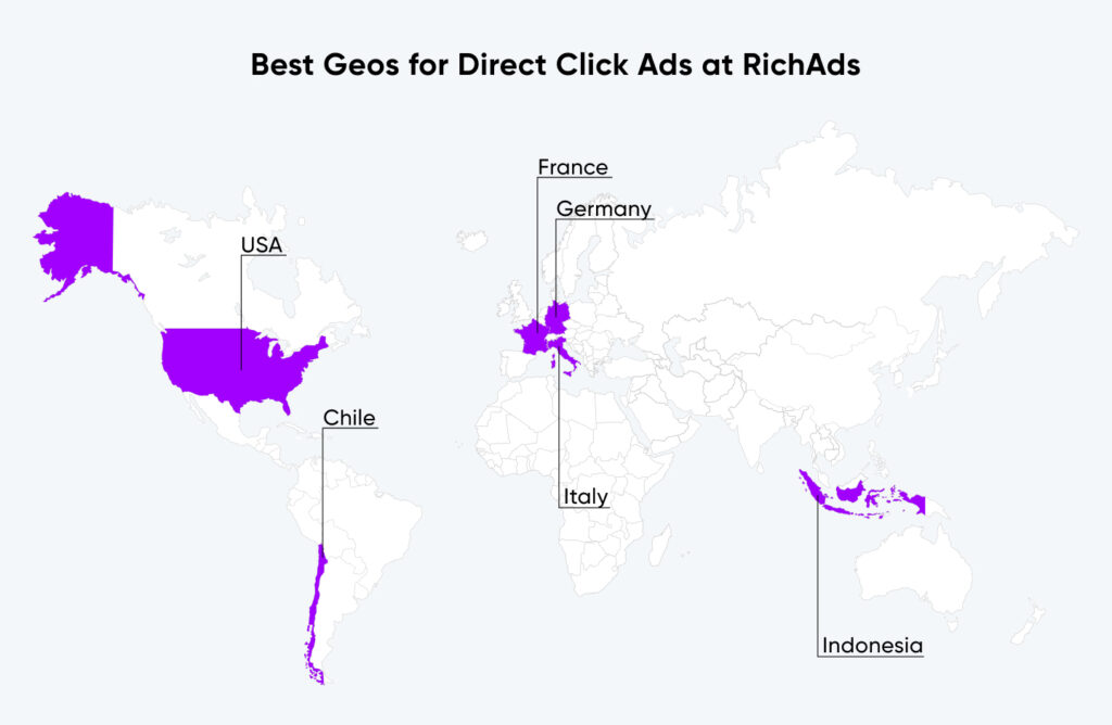 Top geos to advertise CPA offers on domain redirect traffic in June 2024 at RichAds ad network