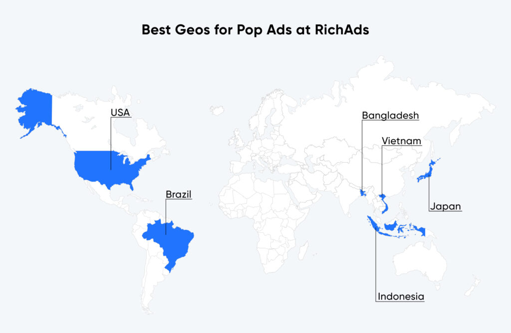 Top geos to advertise CPA offers on popunder traffic in June 2024 at RichAds ad network