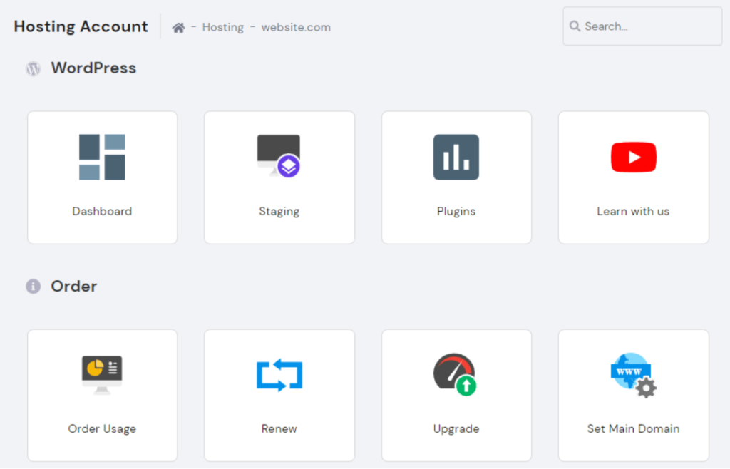 Hostinger dedicated dashboard on hPanel