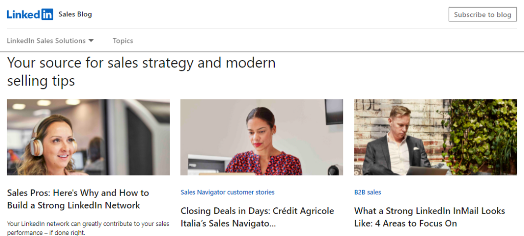 Blog posts on LinkedIn's sales blog
