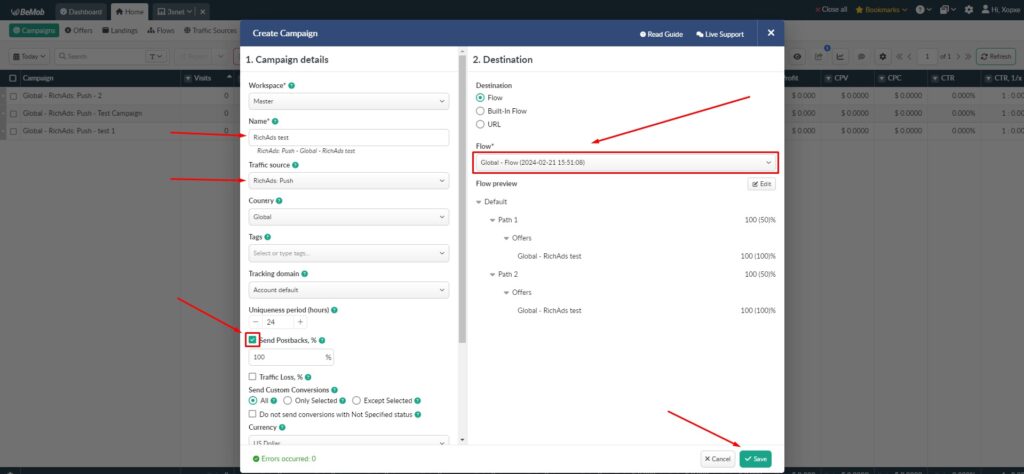 How to set up a tracking campaign at BeMob tracker